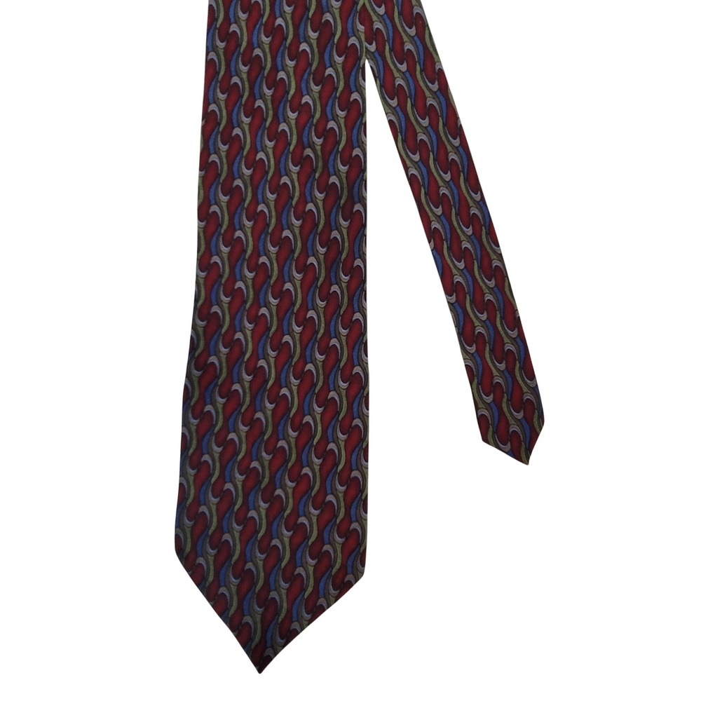 J. Garcia Necktie Mens OS Red Blue Abstract Psychedelic Silk Hand Made Tie